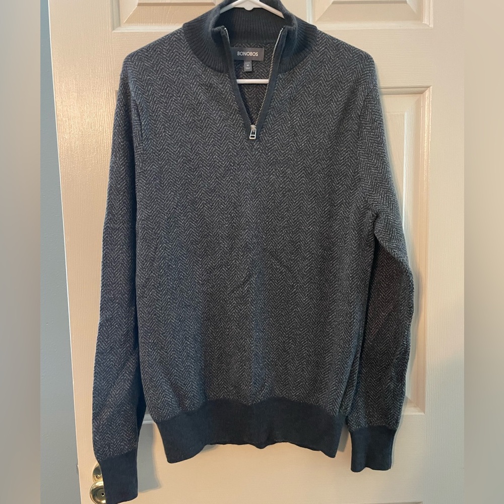 Bonobos Herringbone 1/4 Zip Sweater